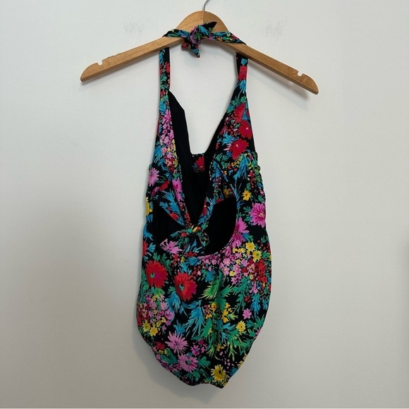 Seafolly black floral print one piece tie around the neck swimsuit - Picture 3 of 13